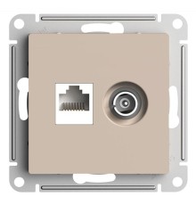 Розетка компьютерная + телевизионная 2-м AtlasDesign RJ45 кат.5E песочн. SE ATN001289