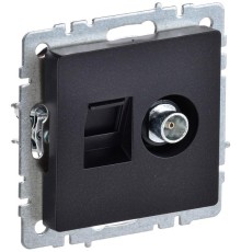 Розетка компьютерная + телевизионная 2-м Brite РТВ/РК12-БрЧ RJ45 кат.5E + TV механизм черн. IEK BR-AK20-1-K02
