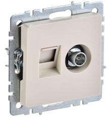 Розетка компьютерная + телевизионная 2-м Brite РТВ/РК12-БрКр RJ45 кат.5E + TV механизм беж. IEK BR-AK20-1-K10