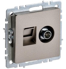Розетка компьютерная + телевизионная 2-м Brite РТВ/РК12-БрШ RJ45 кат.5E + TV механизм шампань IEK BR-AK20-1-K37