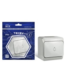 Кнопка звонка ОП Nix 10А IP54 250В сер. TOKOV ELECTRIC TKE-NX-DB-C06-IP54