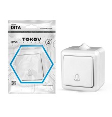 Кнопка звонка ОП Dita IP54 10А 250В бел. TOKOV ELECTRIC TKL-DT-DB-C01-IP54