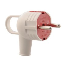 Вилка Accessories с заземл. с ручкой бел./красн. LEZARD 715-0201-602