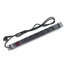 Блок евророзеток PDU-6P-F-2EU для 19дюйм шкафов горизонт. 6 розеток фильтр 16А выкл. шнур 2м алюмин. корпус немецкий стандарт Cabeus 7296c