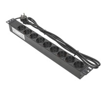 Блок PDU TERACOM PRO 19дюйм 1U 16А/250В 9 роз. Schuko шнур 2м 3х1.5кв.мм вилка Schuko корпус алюм. черн. EKF TRP-HPD-16A-9SH-2MSH