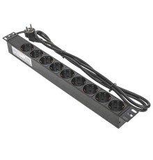 Блок PDU TERACOM PRO 19дюйм 1U 16А/250В 9 роз. Schuko шнур 2м 3х1.5кв.мм вилка Schuko корпус алюм. черн. EKF TRP-HPD-16A-9SH-2MSH