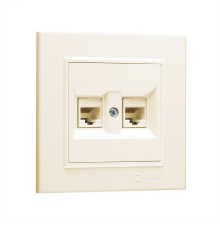 Розетка компьютерная двойная СП Karea 16А IP20 CAT 5 крем. Makel 56010036