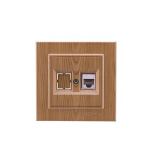 Розетка компьютерная+гнездо СП Karea 16А IP20 CAT 5 дуб Makel 56101035