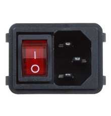 Выключатель клавишный 250В 10А (4с) ON-OFF красн. с подсветкой и штекером C14 3PIN (RWG-112) Rexant 36-2270